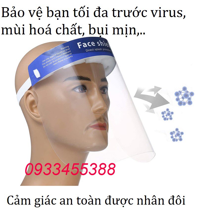 Face Shield Mask bảo vệ sức khoẻ của bạn một cách toàn diện Kính chắn giọt bắn Face Shield bảo vệ vùng mặt trước sự tấn công của virus cúm