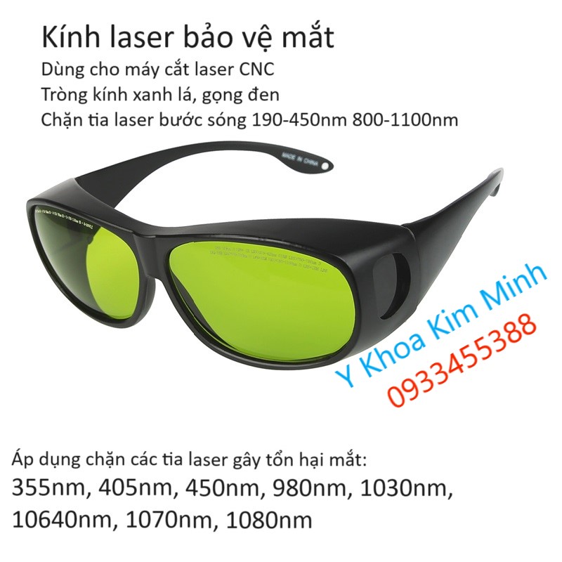 Kính bảo vệ mắt dùng cho máy cắt laser CNC công nghiệp bước sóng 190-450nm 800-1100nm