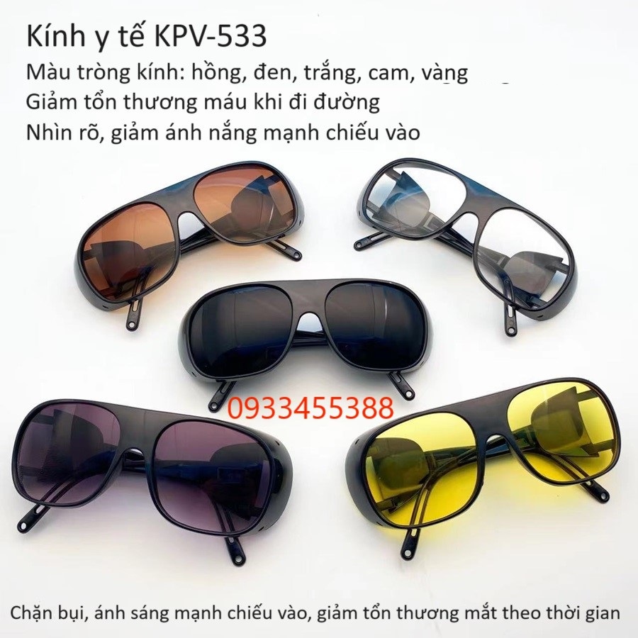 Kính y tế đi đường bán ở Y Khoa Kim Minh màu trắng, vàng, đen, xám nâu, hồng