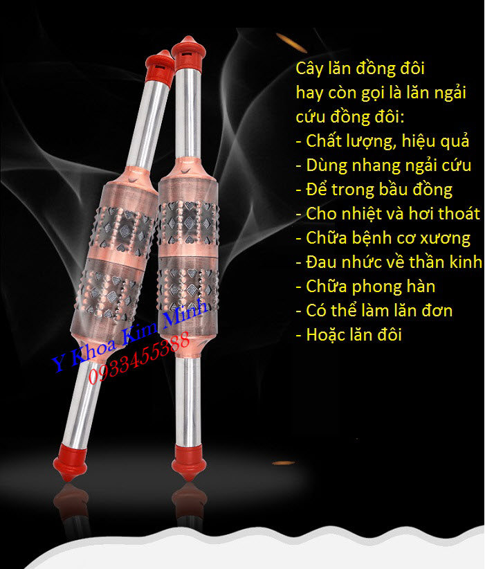Con lăn ngải bằng đồng đôi chuyên dùng cho ngành vật lý trị liệu cơ xương khớp - Y Khoa Kim Minh Con lăn ngải cứu bằng đôi đôi chất lượng dùng cho ngành vật lý trị liệu - Y Khoa Kim Minh