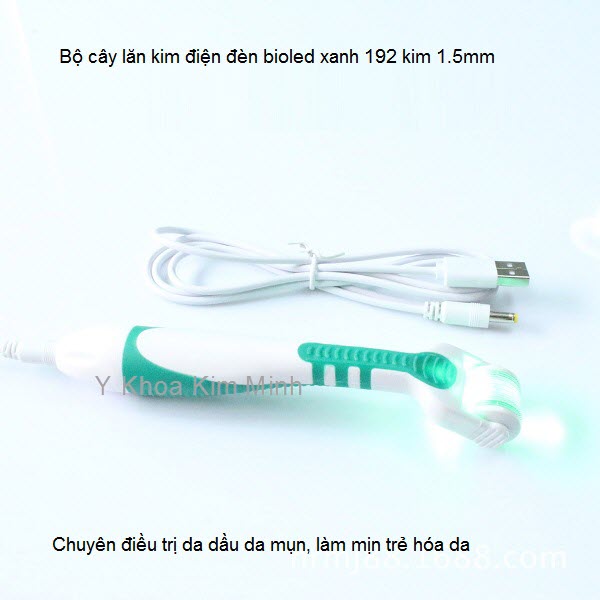 C&acirc;y lăn kim c&oacute; đ&egrave;n Led xanh chuy&ecirc;n điều trị da nhờn da mụn, l&agrave;m mịn trẻ h&oacute;a da Y Khoa Kim Minh