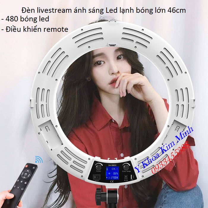 Đèn Livestream Led lạnh chuyên nghiệp có điều khiển remote - Y khoa Kim Minh Den Livestream ánh sáng Led lạnh bóng tròn đường kính 46cm KM-88-II - Y Khoa kim Minh