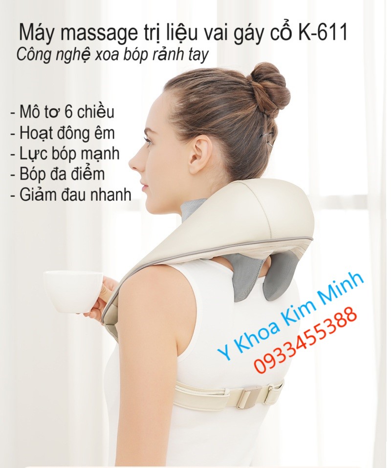 Máy massage giảm đau cột sống cổ, vai gáy xoa bóp giảm đau nhanh K-611