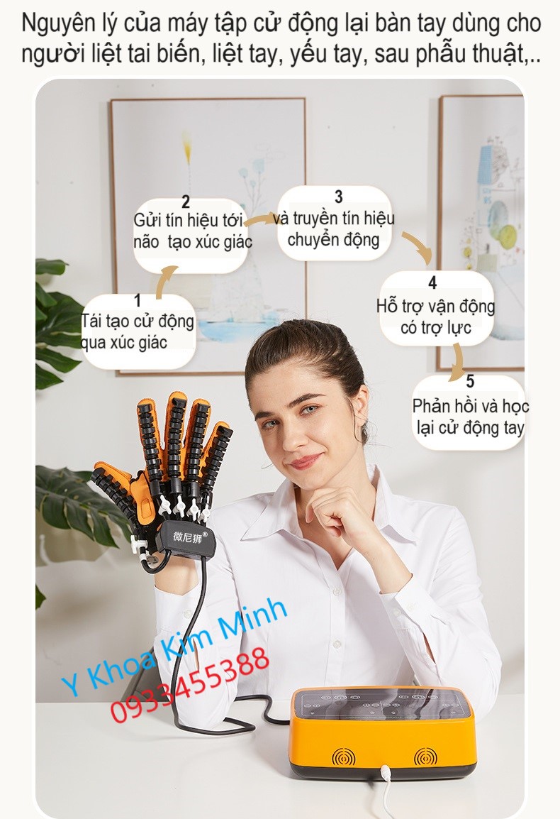 Nguyên lý hoạt động hỗ trợ điều trị người liệt tai biến tập phục hồi chức năng tay R-953