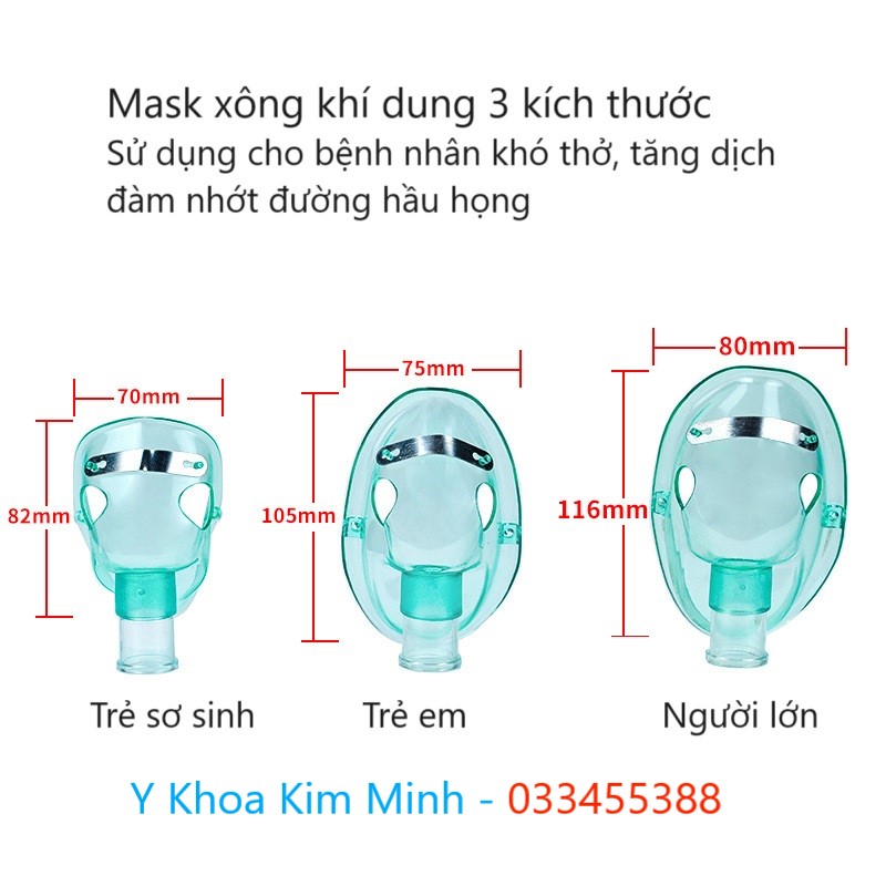 Mask xông dùng cho máy khí dung trẻ sơ sinh, trẻ em, người lớn