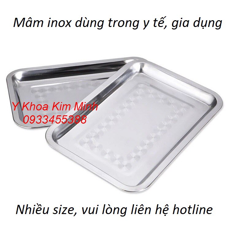 Mâm chữ nhật inox bán giá sỉ tại Y Khoa Kim Minh Mâm inox chữ nhật dùng trong y tế bán giá sỉ tại Tp.HCM
