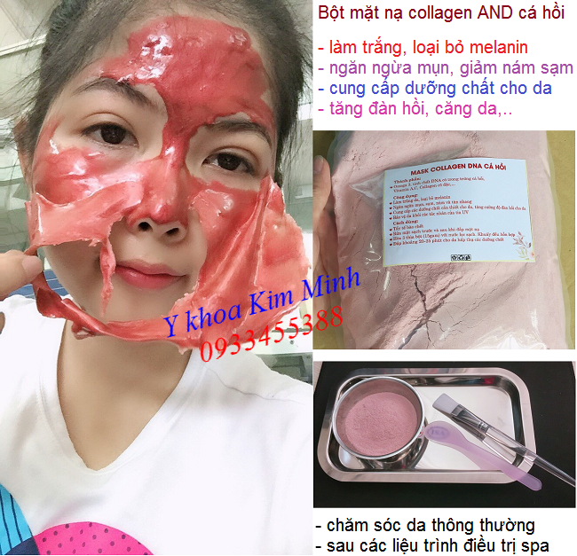 Công dụng, cách sử dụng bột mặt nạ Mask Collagen DNA cá hồi làm trắng trị nám da - Y Khoa Kim Minh