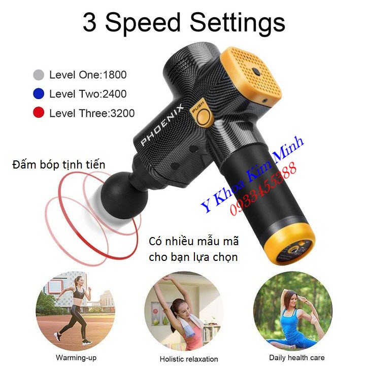 Cung cấp phân phối massage gun muscle Phoenix A2 1500mAh 3 Speed - Y Khoa Kim Minh