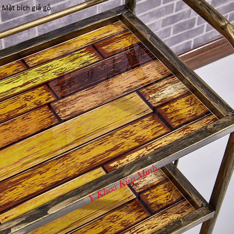 Mặt bích chứa dụng cụ spa thẩm mỹ của xe đẩy 3 tầng khung sắt giả cổ XD-03C - Y khoa Kim Minh