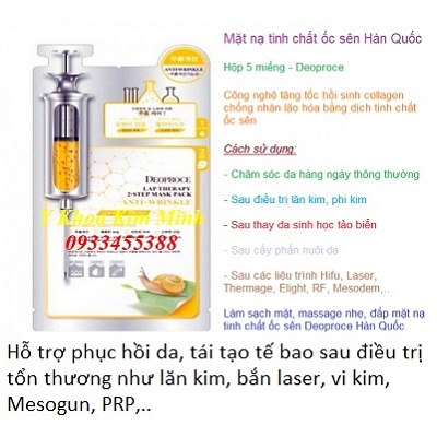 Mặt nạ tế bào gốc dịch ốc sên dưỡng da sau lăn kim Hàn Quốc - Y Khoa Kim Minh Deoproce Mask Korea, mat na dap duong da sau lan kim phi kim - Y Khoa Kim Minh