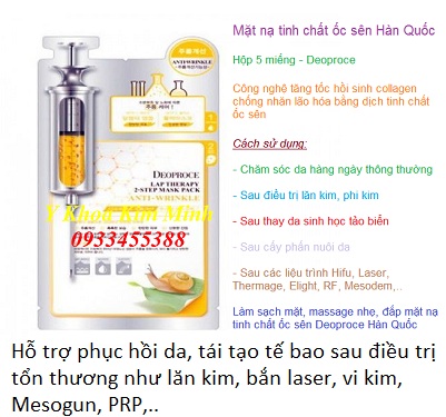 Mặt nạ ốc sên hỗ trợ phục hồi da sau phi kim cấy tảo Vĩnh An - Y Khoa Kim Minh