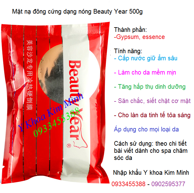 Mặt nạ thạch cao, mặt nạ đông cứng dạng nóng làm sáng mịn da tức thì Beauty Year 500g - Y khoa Kim Minh