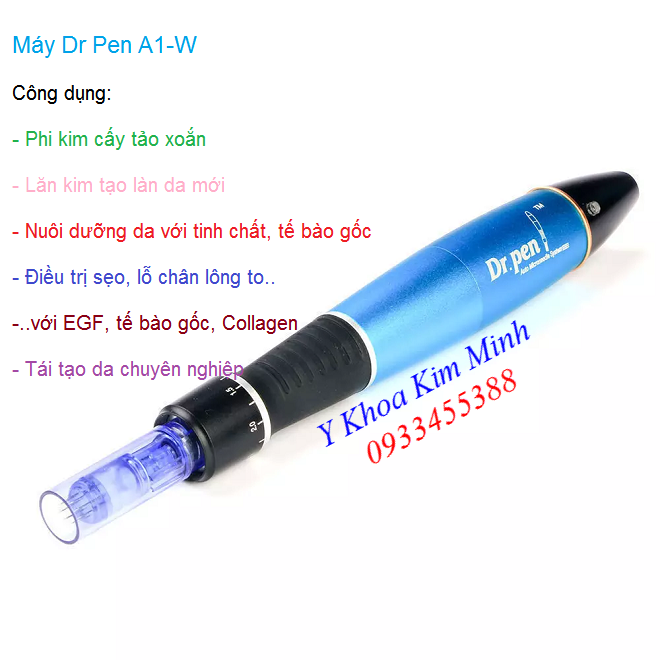 Máy lăn kim tái tạo, máy cấy tảo phi kim, máy lăn kim tế bào gốc Dr Pen A1-W - Y Khoa Kim Minh 0933455388
