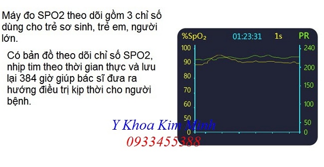 Máy đo nồng độ oxy trong máu trẻ sơ sinh gồm 3 thông số SPO2 oximeter Prince-100F - Y khoa Kim Minh 0933455388