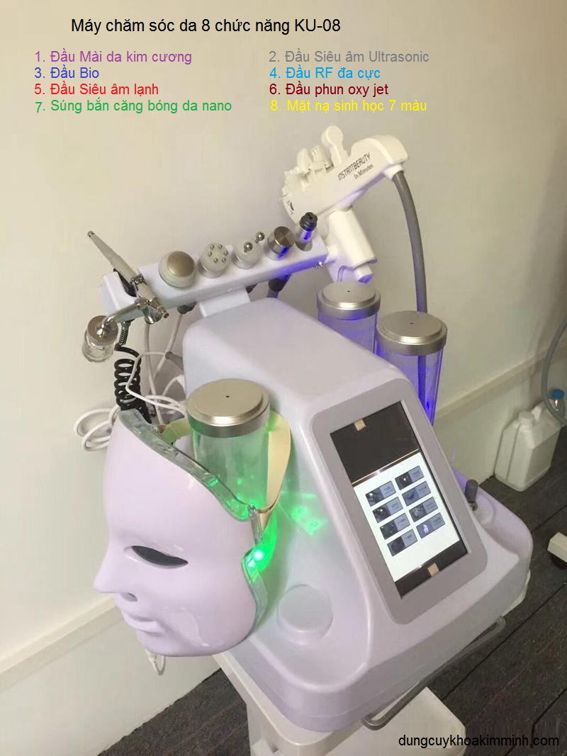 Máy chăm sóc da, điều trị da cao cấp KU-08 có thêm chức năng tiêm căng bóng nano mịn da - Y Khoa Kim Minh 0933455388