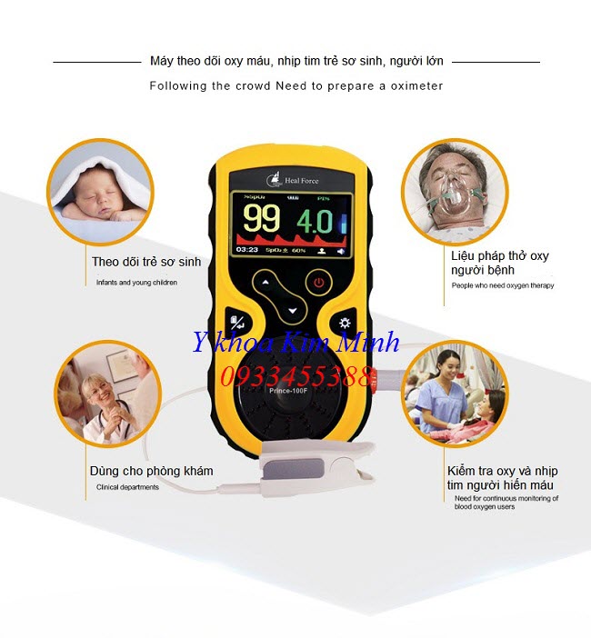 SPO2 oximeter Prince-100F máy kiểm tra nồng độ oxy trong máu trẻ sơ sinh - Y Khoa Kim Minh 0933455388
