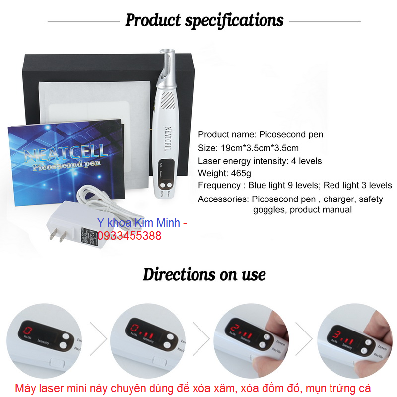 May xoa xam bang laser mini NeatCell Y khoa Kim Minh ban tai tp hochiminh