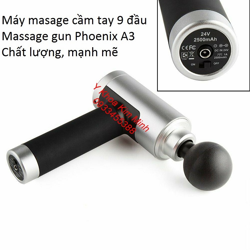 Máy massage cầm tay 9 đầu 6 tốc độ motor của Đức Phoenix A3 2500mAh bảo hành 12 tháng