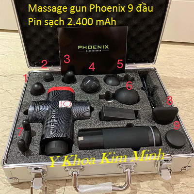 Dia chi ban may massage gun Phoenix A1 9 dau dieu tri pin 2.400mAh - Y Khoa Kim Minh