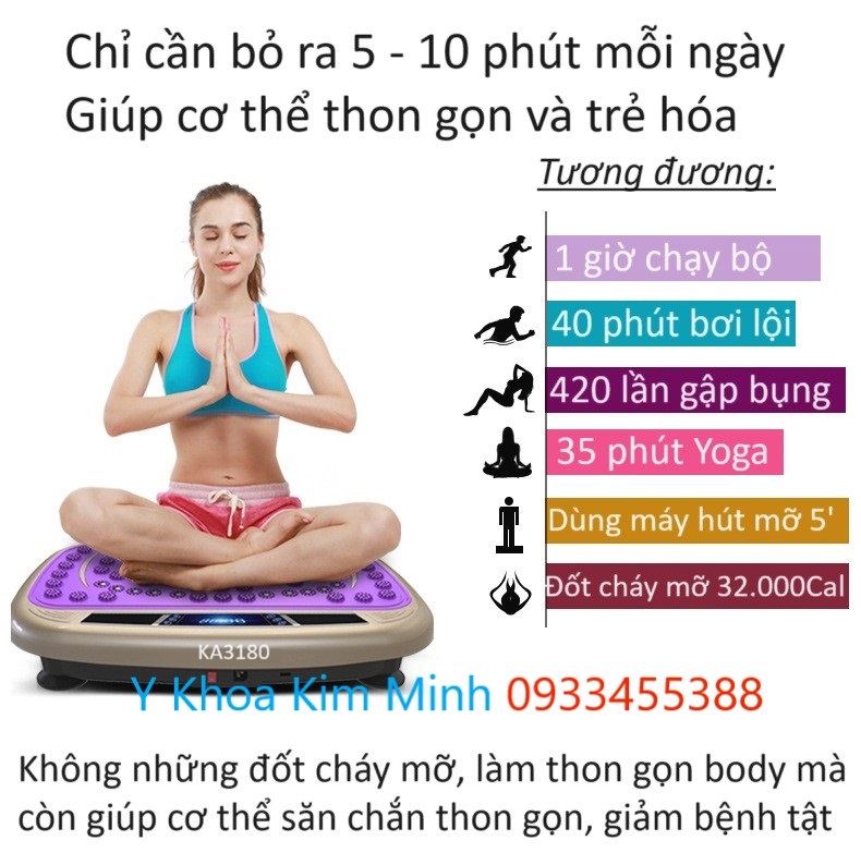 Máy rung giảm béo toàn thân KA3180 vừa có tính năng giảm béo body, vừa chữa chứng đau khớp, giảm tê, tăng tuần hoàn khí huyết người già