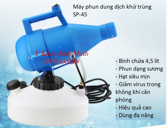 SP-45 là máy phun khử trùng dùng điiện 220V sử dụng cho gia đình, công ty, trường học, nhà xưởng - Y khoa Kim Minh Máy phun dung dịch khử trùng dùng cho gia đình, công ty, trường học SP-45 - Y Khoa Kim Minh