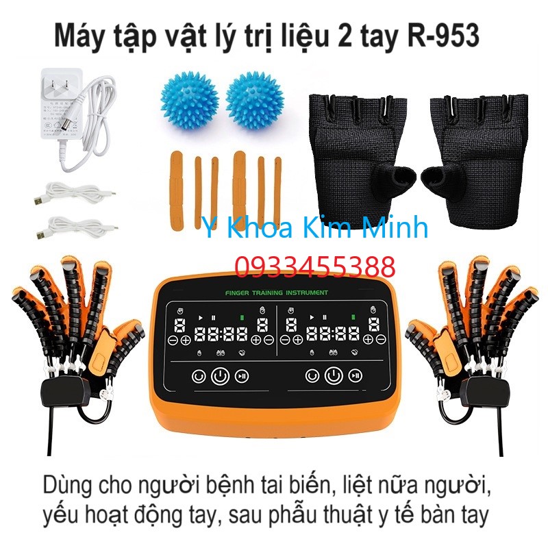 R953 là máy ro bot tập vật lý trị liệu 2 bàn tay cùng lúc dùng cho người bệnh tai biến đột quỵ liệt nữa người
