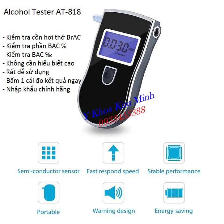Địa chỉ bán giá sỉ máy kiểm tra đo nồng độ cồn trong hơi thở dùng cá nhân AT 818 - Y Khoa Kim Minh