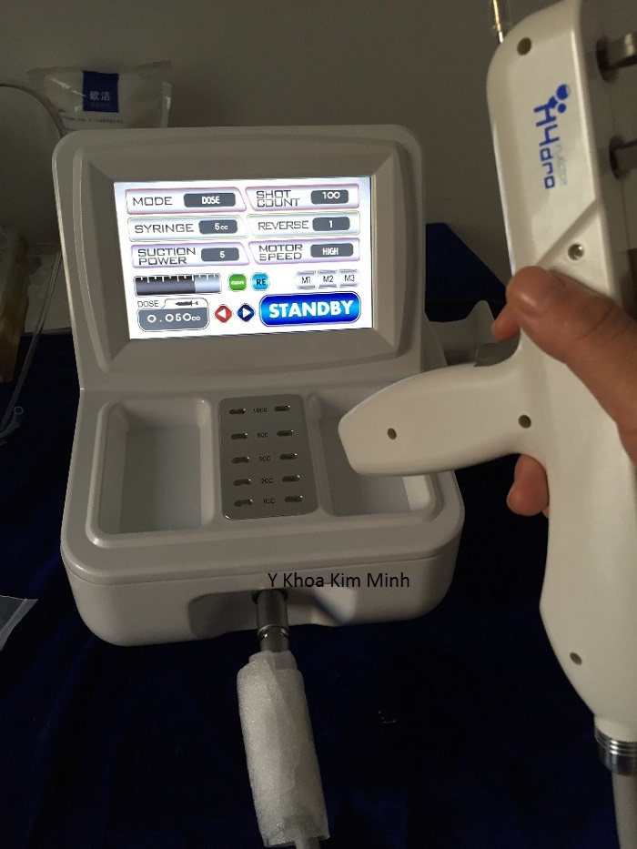 May bom tiem dien dua duong chat vao da Hydro Injector Korea Y Khoa Kim Minh