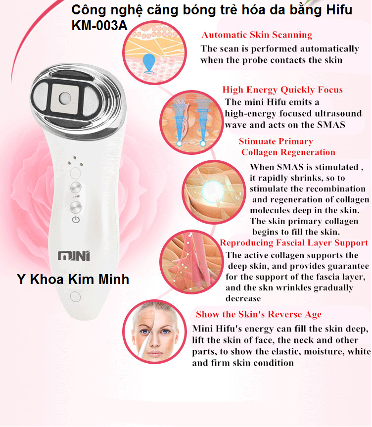 Cong nghe cang bong da tre hoa da Vline bang mini Hifu KM-003A Kim Minh ban tai so 95 duong thanh thai f14 quan 10