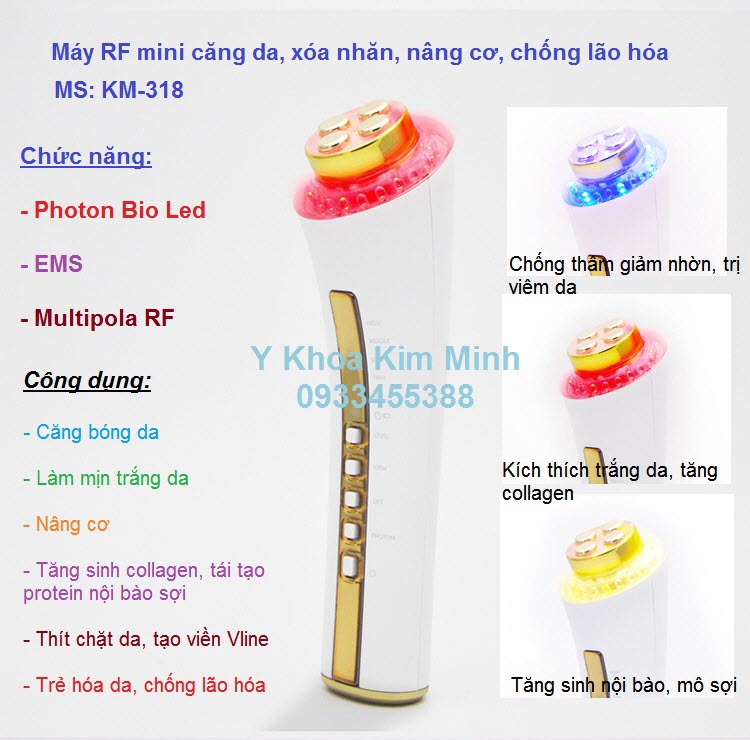 May tre hoa da xoa nhan RF mini KM-318 Kim Minh 0933455388 ban tai tp hochiminh