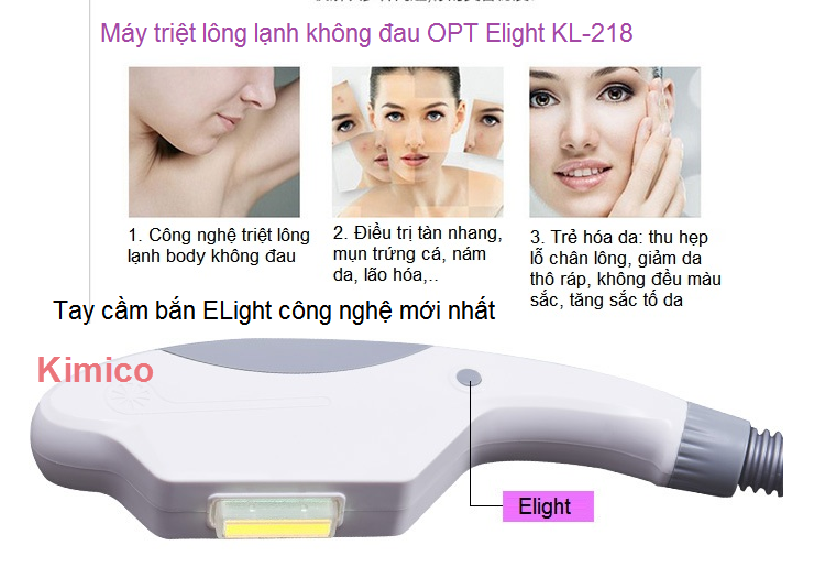 Công nghệ triệt lông siêu lạnh mới nhất - Y Khoa Kim Minh May triet long sieu lanh Elight OPT KL-218 ban tai Y Khoa Kim Minh