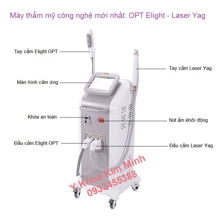 Máy triệt lông siêu lạnh OPT Elight và Laser KL-218 Y Khoa Kim Minh May triet long 2 tay cam sieu lanh OPT Elight Laser KL-218 - Y Khooa Kim Minh