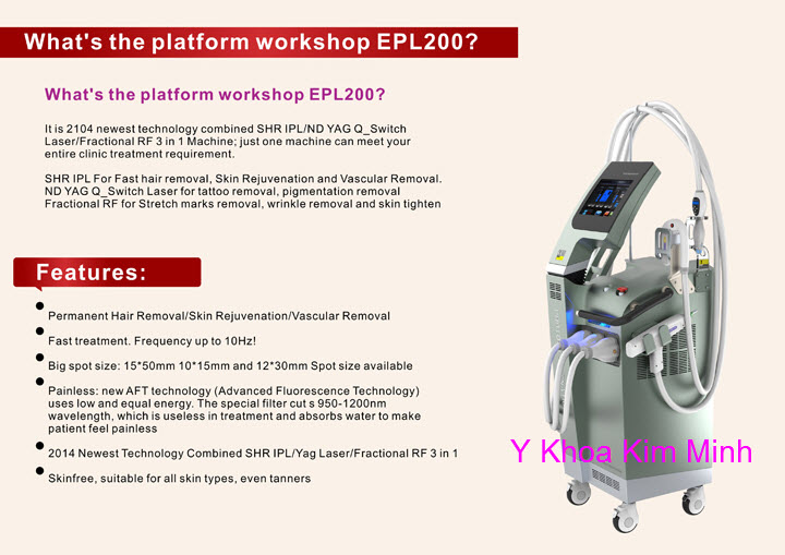 M&aacute;y triệt l&ocirc;ng si&ecirc;u nhanh SHR Super Hair Removal EPL200 Y khoa Kim Minh