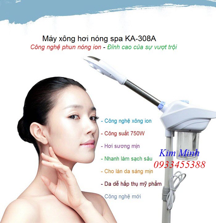 Máy xông hơi nóng spa, máy xông hơi mặt spa sóng ion KA-308A - Y Khoa Kim Minh 0933455388