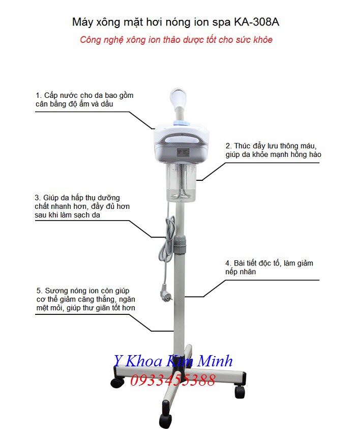 May xong mat ion thao duoc spa, may xong ion hoi nong KA-308A - Y Khoa Kim Minh