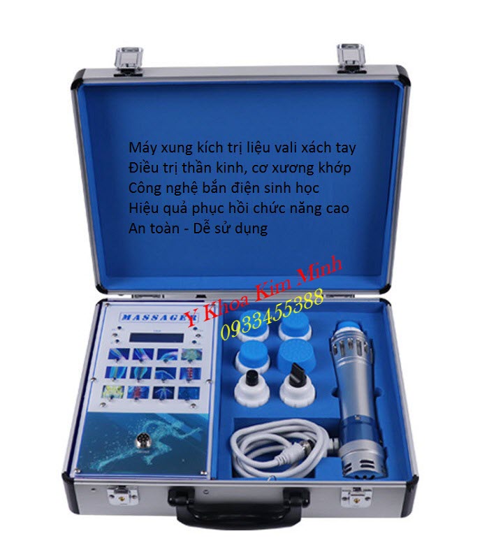 Máy xung kích trị liệu cơ xương khớp vali mini xách tay HL1602 - Y khoa Kim Minh
