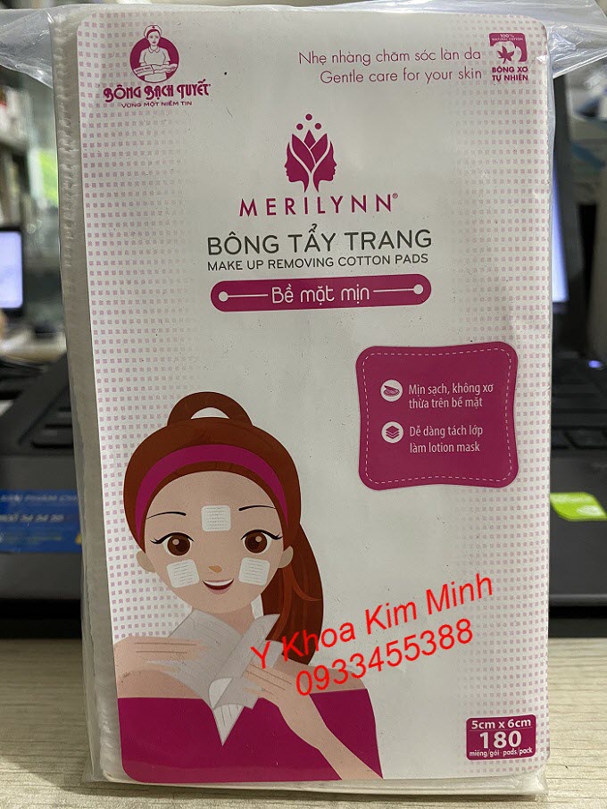 Bông tẩy trang điểm dùng cho spa thẩm mỹ viện Merilynn Bạch Tuyết - Y khoa Kim Minh