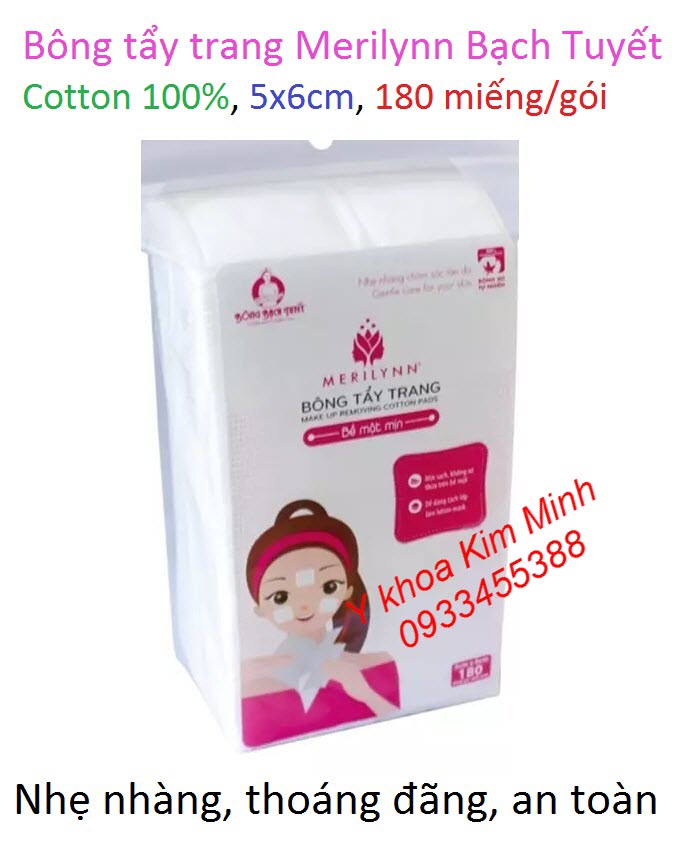 Bông tẩy trang Merilynn Bạch Tuyết 5x6cm bán tại Tp.HCM - Y khoa Kim Minh
