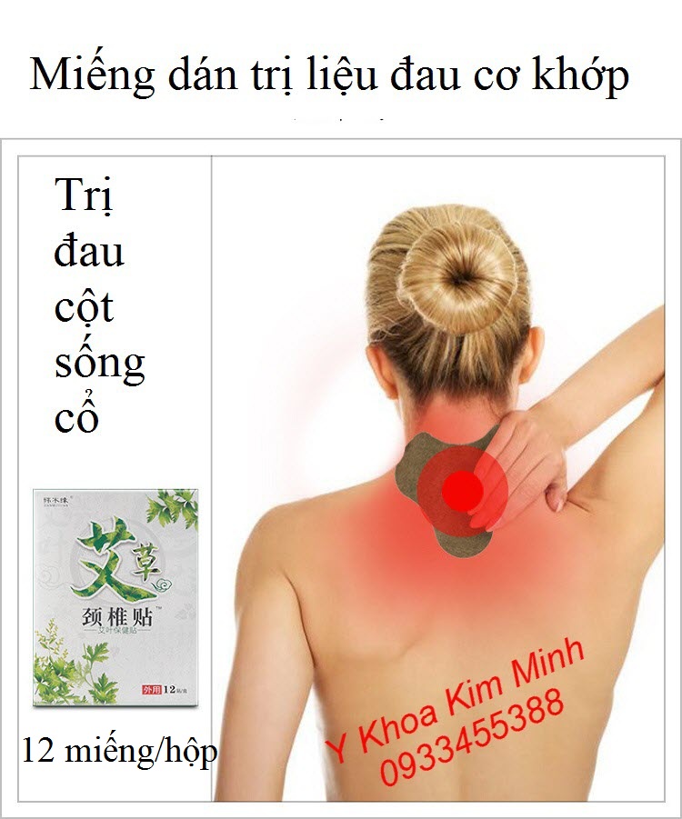 Miếng dán trị đau cột sống cổ, đau cổ vai gáy, hộp 12 miếng - Y Khoa Kim Minh