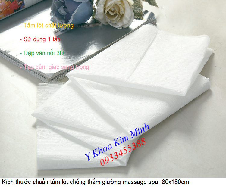 Vải lót không dệt dùng cho giường spa tắm trắng dập vân nổi 3D - Y khoa Kim Minh 0933455388