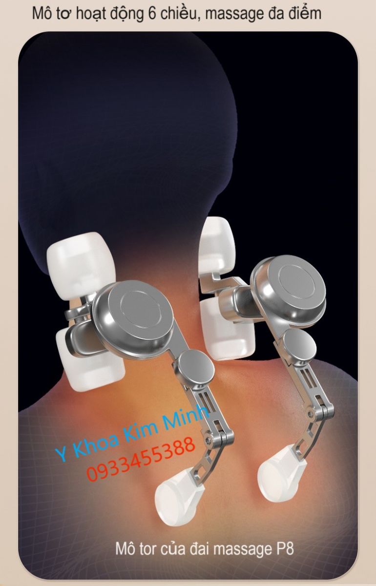 Mô tor 6 chiều massage đa điểm vùng cổ vai gáy của đai massage P8