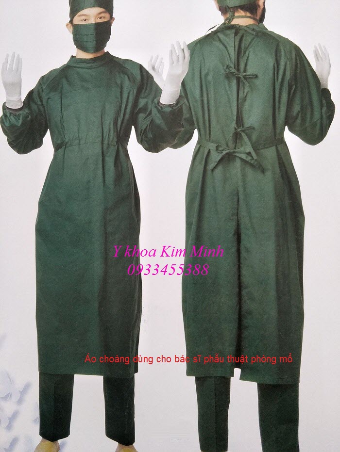 Áo choàng phòng mổ màu xanh đậm tay dài - Y khoa Kim Minh Dia chi ban ao choang phau thuat phong mo dung cho bac si - Y khoa Kim Minh 0933455388