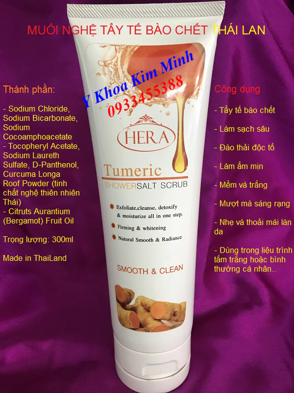 Muối nghệ tẩy tế  bào da chết dùng trong liệu trình tắm trắng tại Spa và sử dụng cá nhân nhập khẩu Thái Lan - Y Khoa Kim Minh 0933455388