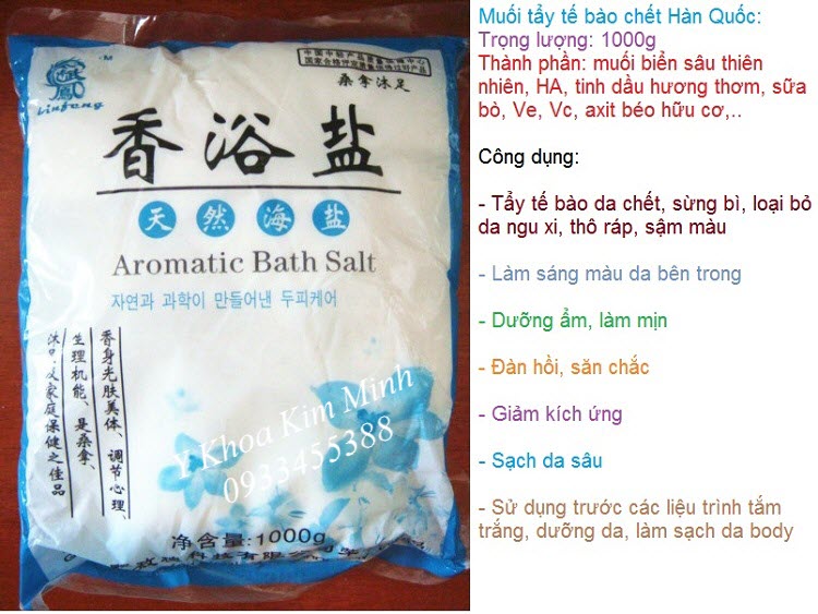 Bán muối tắm tẩy tế bào chết làm sạch da trong liệu trình tắm trắng da toàn thân body - Y khoa Kim Minh 0933455388