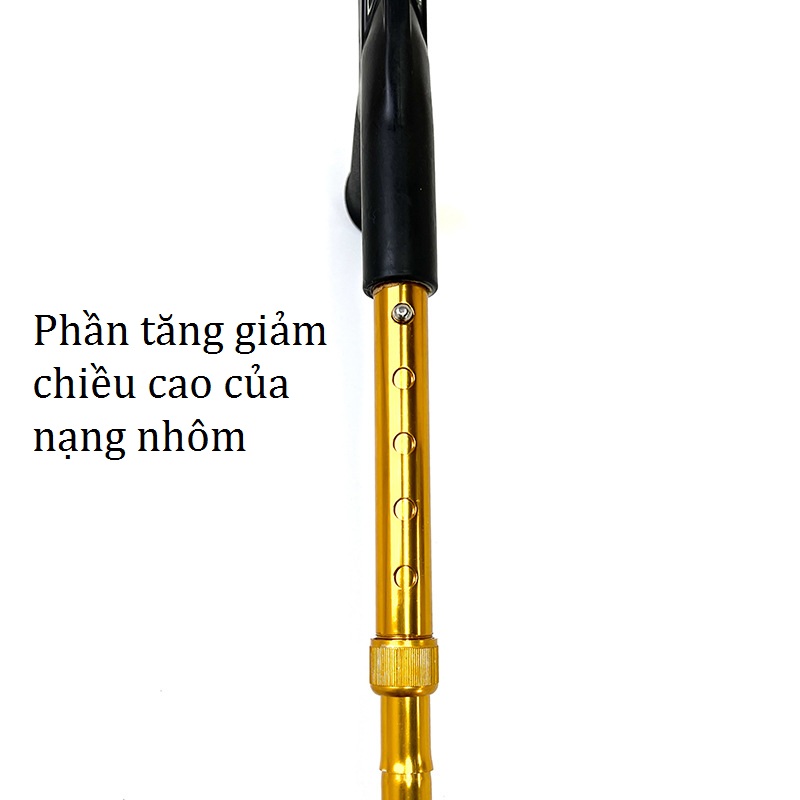 Nạng nhôm xếp 4 khúc có tăng giảm chiều cao