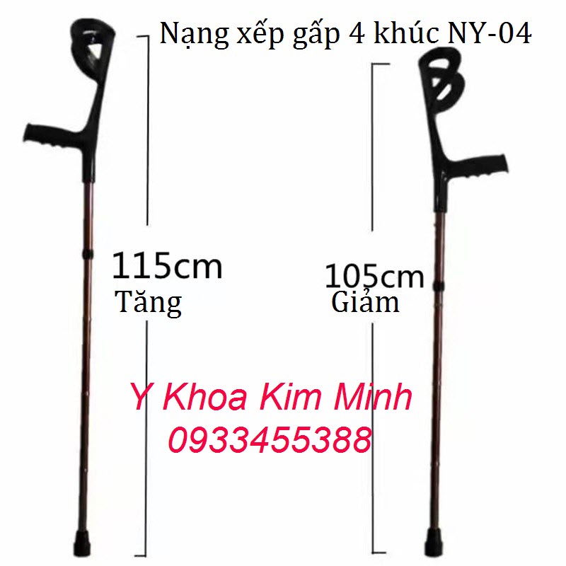 Nạng xếp 4 khúc hỗ trợ đi lại cho người phục hồi sau bệnh tai biến