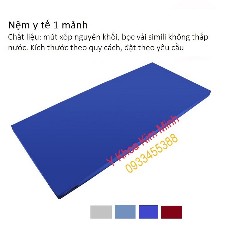 Nệm y tế 1 mảnh của giường y tế inox