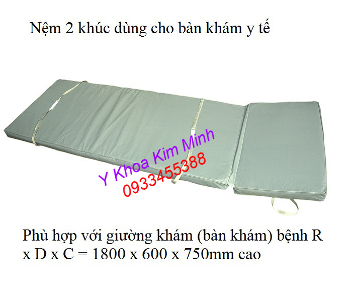 Nệm y tế 2 khúc thay thế cho giường khám bệnh inox - Y Khoa Kim Minh