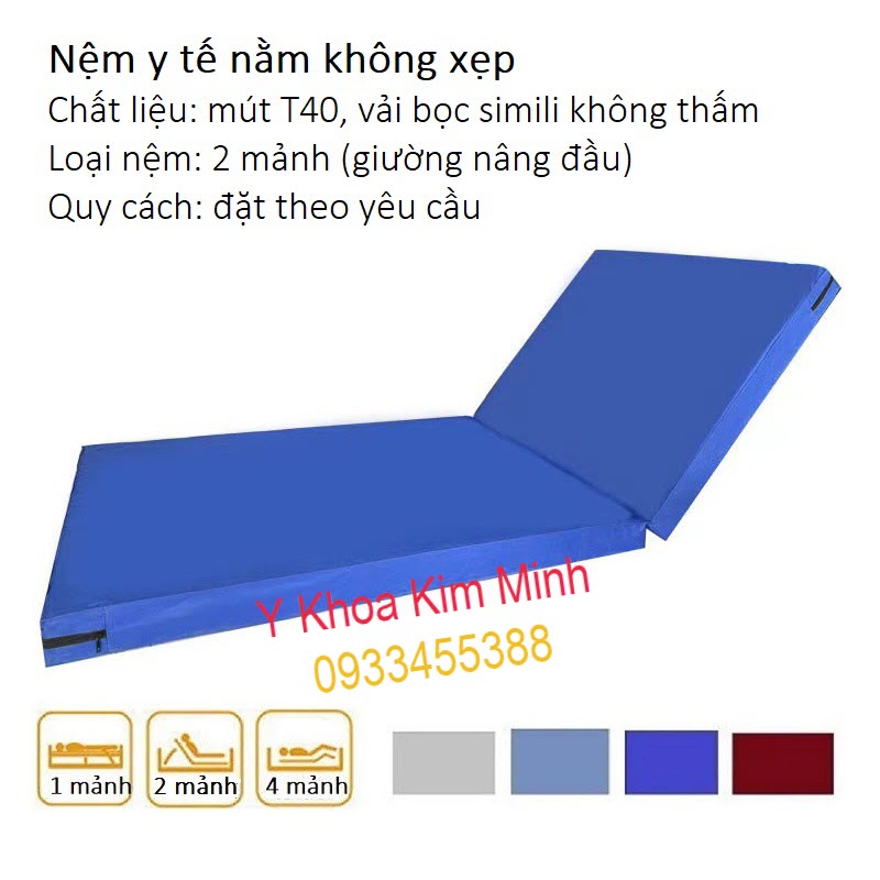 Nệm y tế nâng đầu dùng mút T40 không xẹp bọc vải simili không thấm nước