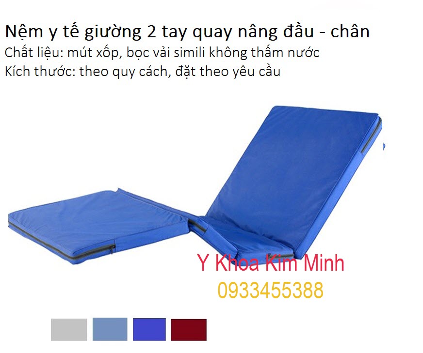 Nem giuong y te giường 2 tay quay nang dau chan